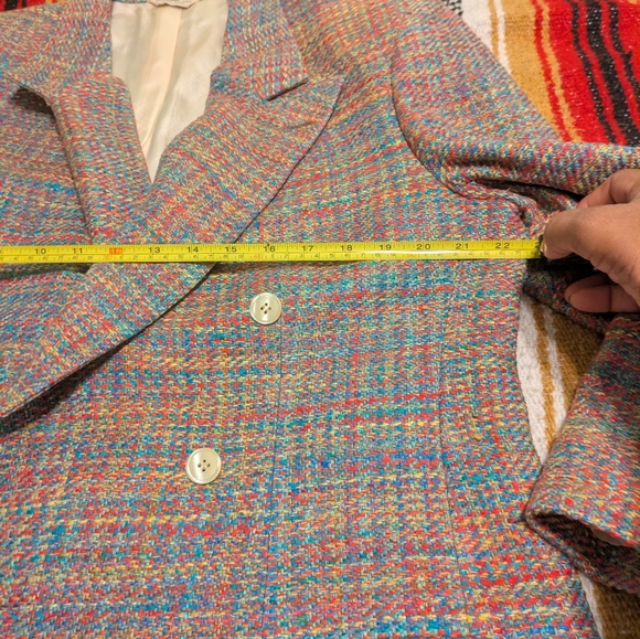 Vintage PBM Women’s Double-Breasted Silk Tweed Blazer Jacket Size 16 USA - Picture 7 of 10